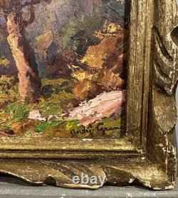 Old oil on panel signed French School Circle of the Barbizon School