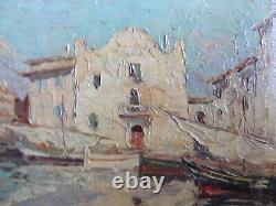 Old oil on panel signed M Isnardon port of Martigues XX