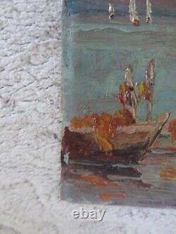 Old oil on panel signed M Isnardon port of Martigues XX