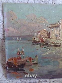 Old oil on panel signed M Isnardon port of Martigues XX