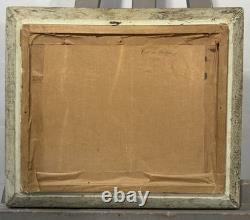 Old oil on panel signed Maxime, landscape set in a forest on the back