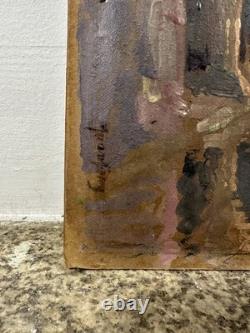 Old oil on panel signed and titled 'Old Annecy' label on the back