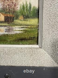 Old oil on panel, signed, lakeside landscape, circa 1940, French School