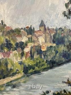 Old oil on panel signed landscape French School of the 20th Century