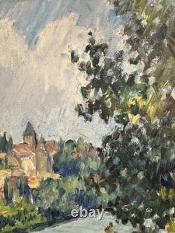 Old oil on panel signed landscape French School of the 20th Century