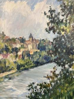 Old oil on panel signed landscape French School of the 20th Century