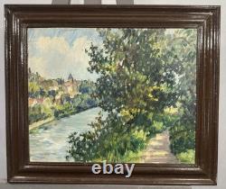 Old oil on panel signed landscape French School of the 20th century