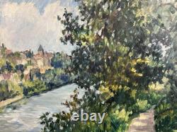 Old oil on panel signed landscape French School of the 20th century