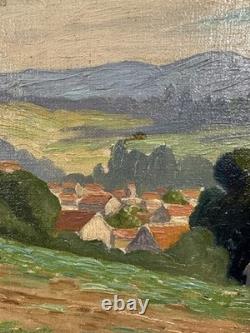 Old oil on panel signed landscape Mention Saint George French school