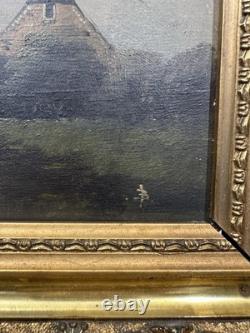 Old oil on panel signed landscape in the style of the Barbizon School