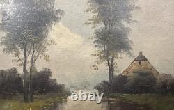 Old oil on panel signed landscape in the style of the Barbizon School