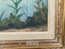 Old oil on panel, signed lower right, post-impressionist landscape