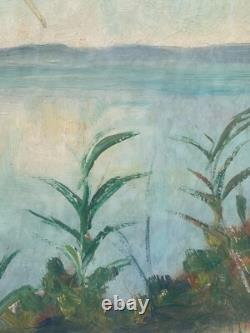 Old oil on panel, signed lower right, post-impressionist landscape