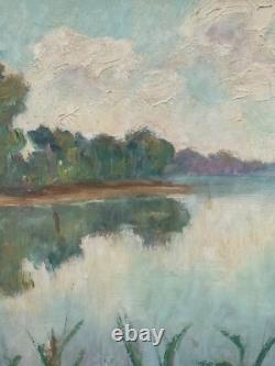 Old oil on panel, signed lower right, post-impressionist landscape