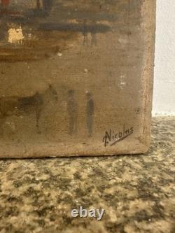 Old oil on panel signed, the Seine quays, Paris, Notre-Dame, France