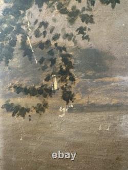 Old oil on panel signed, the Seine quays, Paris, Notre-Dame, France