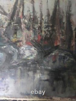 Old oil on wood canvas painting of a Dutch marine landscape by a renowned painter