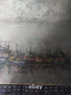 Old oil on wood canvas painting of a Dutch marine landscape by a renowned painter