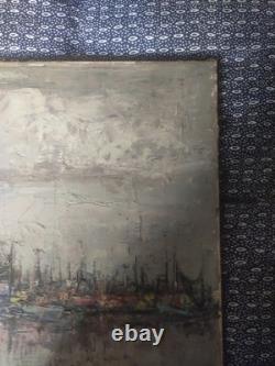 Old oil on wood canvas painting of a Dutch marine landscape by a renowned painter