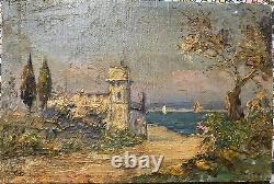 Old oil on wood early 20th century signed OLIVE (Henri de Martigues)