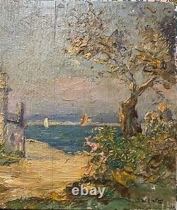 Old oil on wood early 20th century signed OLIVE (Henri de Martigues)