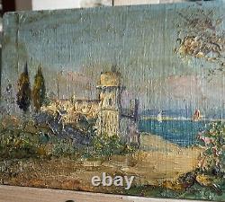 Old oil on wood early 20th century signed OLIVE (Henri de Martigues)
