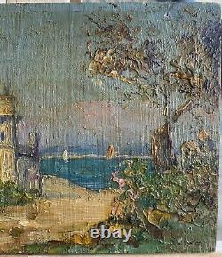 Old oil on wood early 20th century signed OLIVE (Henri de Martigues)