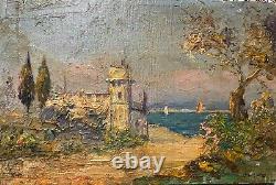Old oil on wood early 20th century signed OLIVE (Henri de Martigues)