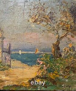 Old oil on wood early 20th century signed OLIVE (Henri de Martigues)