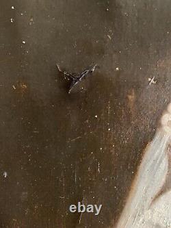 Old oil painting 18th 19th century portrait of a woman receiving communion Wooden key frame