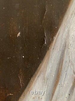Old oil painting 18th 19th century portrait of a woman receiving communion Wooden key frame