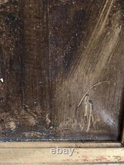 Old oil painting 18th 19th century portrait of a woman receiving communion Wooden key frame