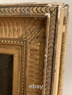 Old oil painting 18th 19th century portrait of a woman receiving communion Wooden key frame