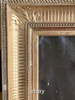 Old oil painting 18th 19th century portrait of a woman receiving communion Wooden key frame