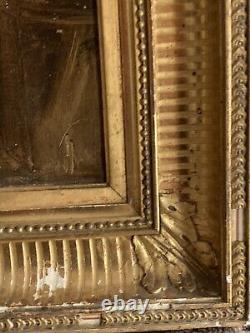 Old oil painting 18th 19th century portrait of a woman receiving communion Wooden key frame