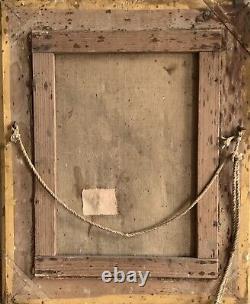 Old oil painting 18th 19th century portrait of a woman receiving communion Wooden key frame