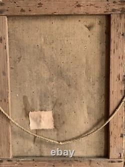 Old oil painting 18th 19th century portrait of a woman receiving communion Wooden key frame
