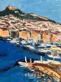 Old oil painting Fauvism Old Port Marseille signed Antoine Ferrari Toncini