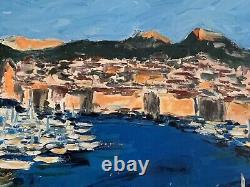 Old oil painting Fauvism Old Port Marseille signed Antoine Ferrari Toncini