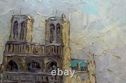 Old oil painting Paris Quays Booksellers Notre Dame Robert Giovani/Frame