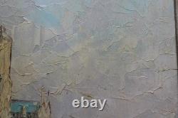 Old oil painting Paris Quays Booksellers Notre Dame Robert Giovani/Frame Old oil painting Paris Quays Booksellers Notre Dame Robert Giovani/Frame