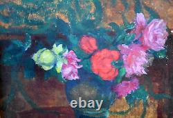 Old oil painting: Still life with flowers signed Gaspard MAILLOL 1880-1945/46