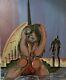 Old Oil Painting Genre Scene Of A Seated Woman Embracing Couple Figurative Signed