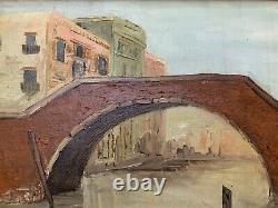 Old oil painting landscape Venice Canal Impressionism F DE LA CASINCA