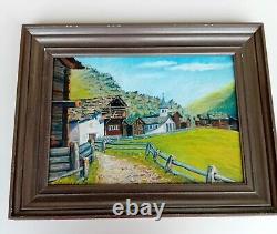 Old oil painting landscape on panel. Framed. Signed Alfred Jean Foretay