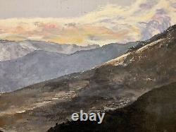 Old oil painting of a mountain landscape massive impressionism signed