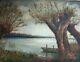 Old Oil Painting On Canvas Nightscape / France 19th Century