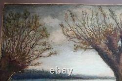 Old oil painting on canvas NIGHTSCAPE / France 19th century