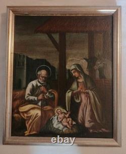 Old oil painting on canvas, Nativity, 17th/18th centuries #D7#