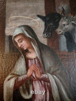 Old oil painting on canvas, Nativity, 17th/18th centuries #D7#